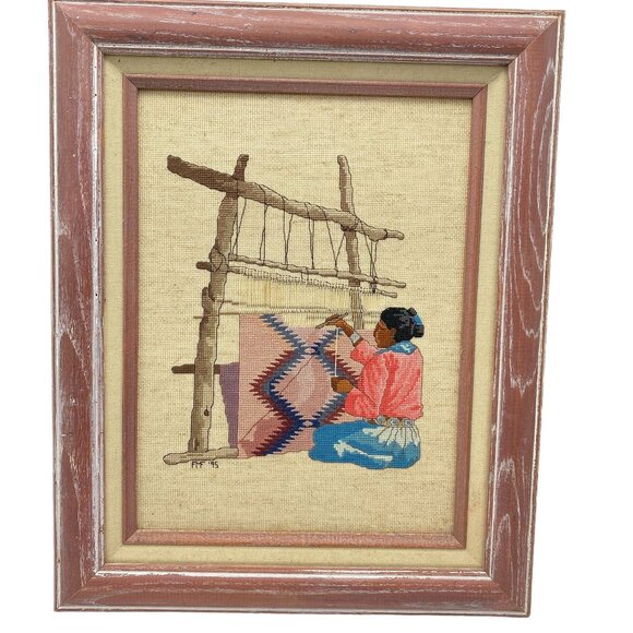 Unknown Other - Native American framed needlepoint picture wall art Southwest home decor
